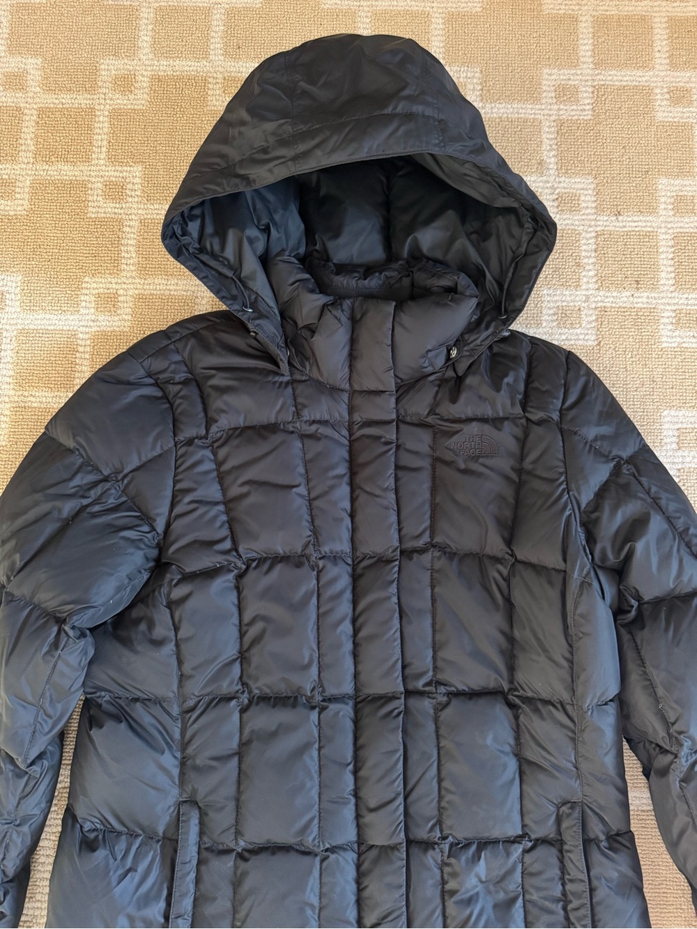 The North Face 550 Goose Down Hooded Long Puffer Parka Winter Coat Black Large - Picture 5 of 16